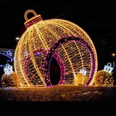 Large Metal Frame Illuminated Sphere Sculpture With LED Lights For City Square